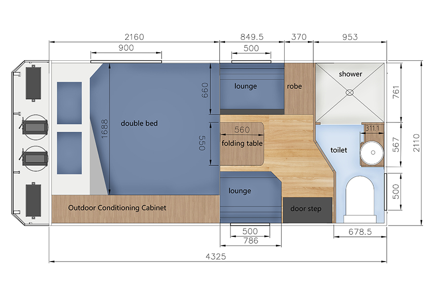 plan view of HQ14 - Black Series Campers