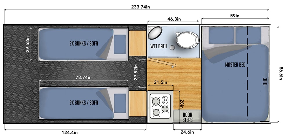 plan view of HQ19T - Black Series Campers