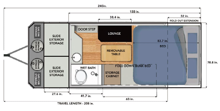 plan view of CLASSIC 12 - Black Series Campers