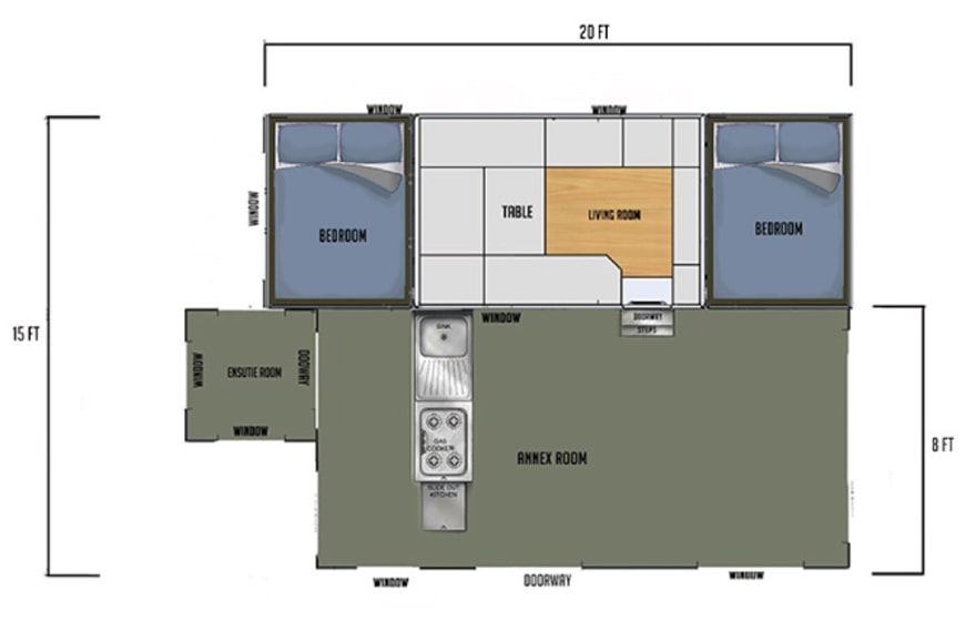 plan view of Classic Double - Black Series Campers